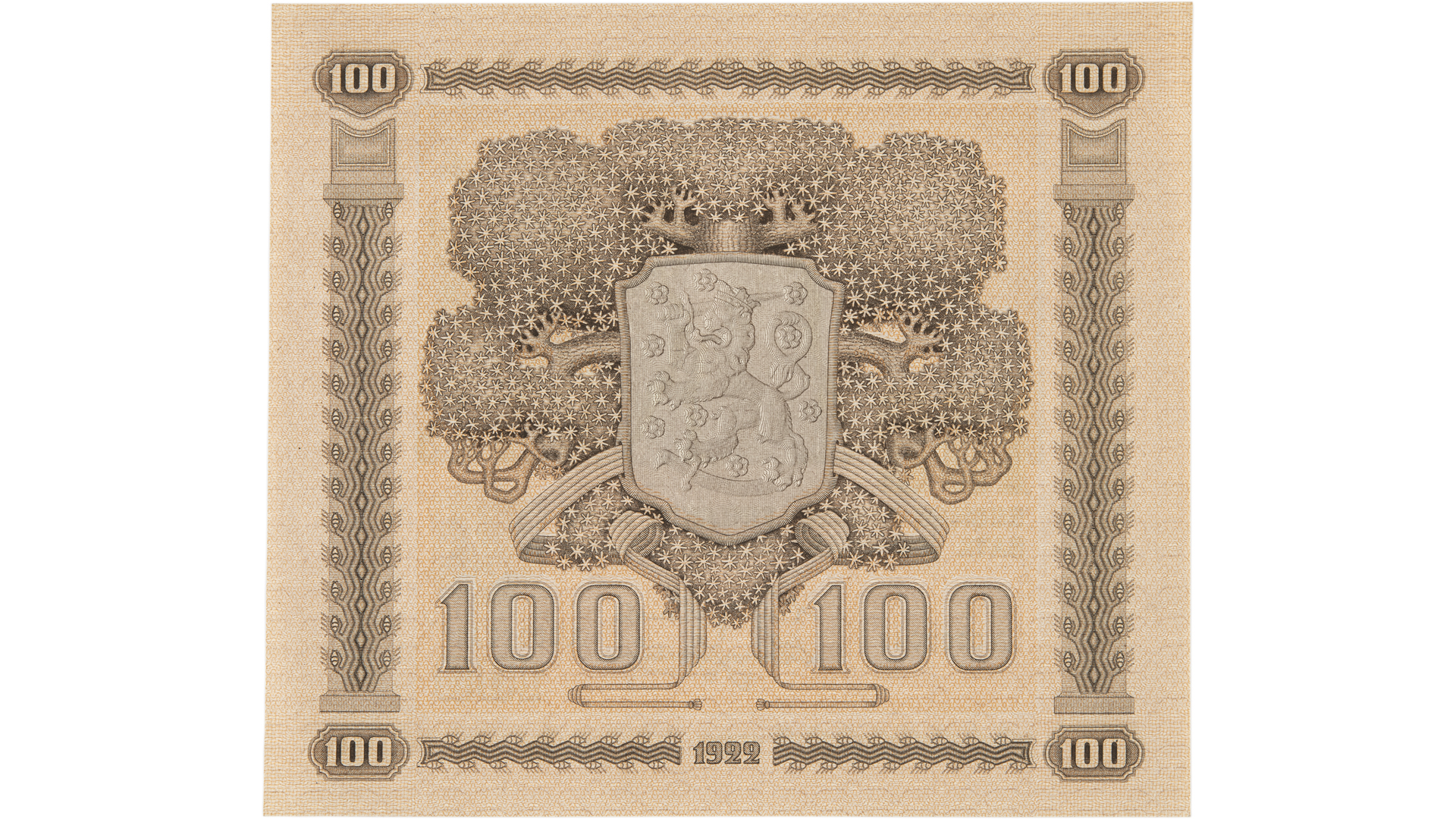 Back of a 100 mark banknote 1922